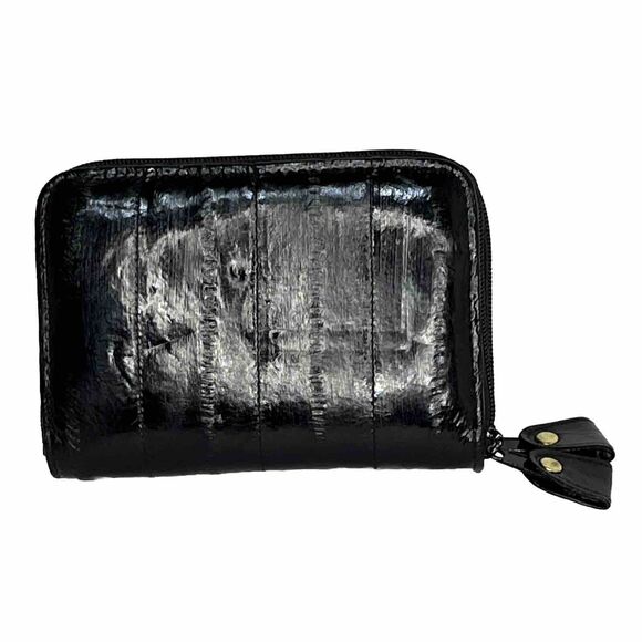 Lee Sands Eel Skin Black Zip Around Wallet 12 Slots Excellent Condition - Picture 1 of 4